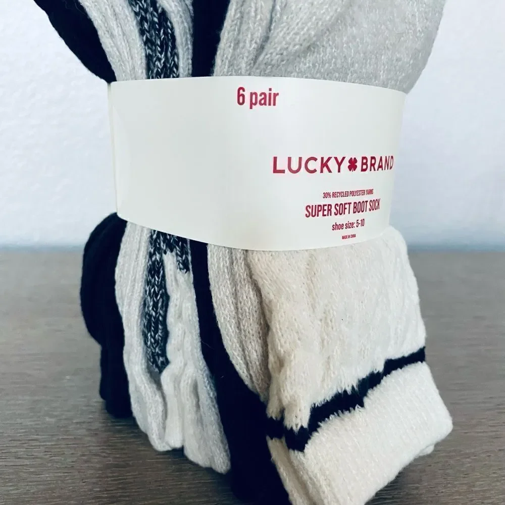 Lucky Brand 6-pk Super Soft Boot Socks